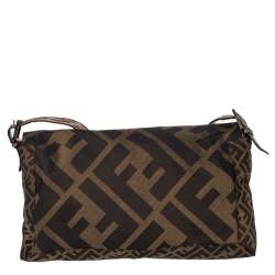 Pre Owned Fendi Tobacco Zucca Canvas and Leather Shoulder Bag