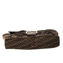 Pre Owned Fendi Tobacco Zucca Canvas and Leather Shoulder Bag