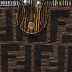 Pre Owned Fendi Tobacco Zucca Canvas and Leather Continental Wallet 