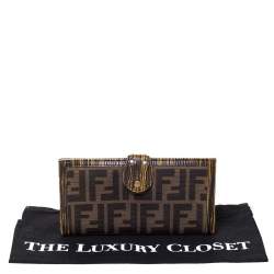 Pre Owned Fendi Tobacco Zucca Canvas and Leather Continental Wallet 
