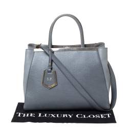 Pre Owned Fendi Grey Leather Medium 2Jours Tote