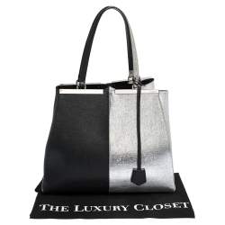 Pre Owned Fendi Black/Silver Leather Large 3Jours Tote