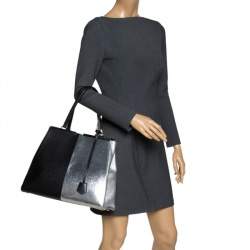 Pre Owned Fendi Black/Silver Leather Large 3Jours Tote