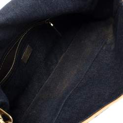 Pre Owned Fendi Blue/Orange Denim Mama Baguette Top Handle Bag