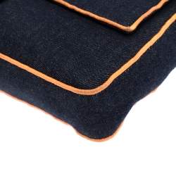 Pre Owned Fendi Blue/Orange Denim Mama Baguette Top Handle Bag