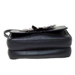 Pre Owned Fendi Black Leather and Python Small Daisy Flower Kan I F Shoulder Bag