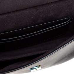 Pre Owned Fendi Black Leather and Python Small Daisy Flower Kan I F Shoulder Bag