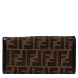 Pre Owned Fendi Tobacco Zucca Canvas and Leather Continental Flap Wallet
