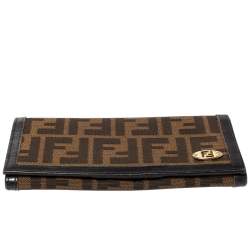 Pre Owned Fendi Tobacco Zucca Canvas and Leather Continental Flap Wallet