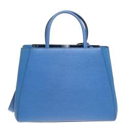 Pre Owned Fendi Blue Leather Medium 2Jours Tote