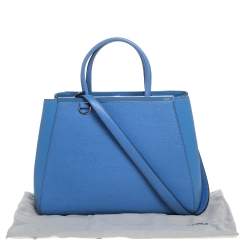 Pre Owned Fendi Blue Leather Medium 2Jours Tote