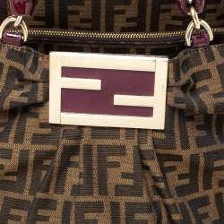 Pre Owned Fendi Tobacco Zucca Canvas Large Mia Shoulder Bag