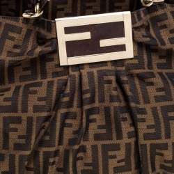 Pre Owned Fendi Tobacco Zucca Canvas Large Mia Shoulder Bag