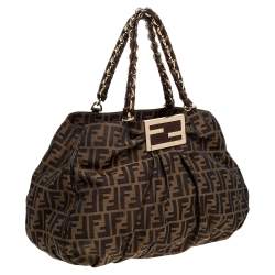 Pre Owned Fendi Tobacco Zucca Canvas Large Mia Shoulder Bag