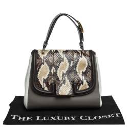 Pre Owned Fendi Multicolor Leather and Python Silvana Top Handle Bag