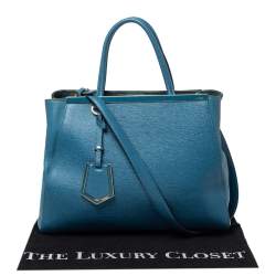 Pre Owned Fendi Blue Leather Medium 2Jours Tote