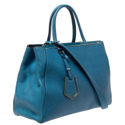 Pre Owned Fendi Blue Leather Medium 2Jours Tote