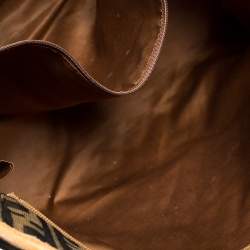 Pre Owned Fendi Brown/Beige Zucca Quilted Canvas and Leather Large Roll Tote