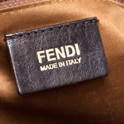 Pre Owned Fendi Brown/Beige Zucca Quilted Canvas and Leather Large Roll Tote