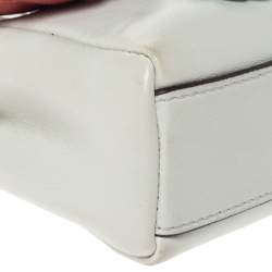 Pre Owned Fendi White Leather Micro Peekaboo Flowerland Top Handle Bag