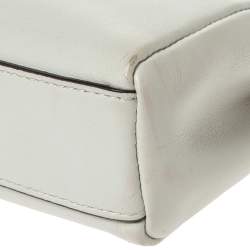 Pre Owned Fendi White Leather Micro Peekaboo Flowerland Top Handle Bag