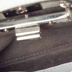 Pre Owned Fendi White Leather Micro Peekaboo Flowerland Top Handle Bag