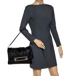 Pre Owned Fendi Black Leather Flap Shoulder Bag