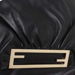 Pre Owned Fendi Black Leather Flap Shoulder Bag