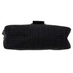 Pre Owned Fendi Black Zucchino Canvas and Leather Mama Baguette Bag