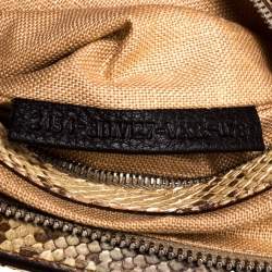 Pre Owned Fendi Beige/Brown Zucca Coated Canvas, Rattan and Python Adele Satchel 