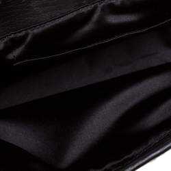 Pre Owned Fendi White/Black Lace and Leather Beads Embellished B Shoulder Bag