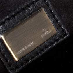 Pre Owned Fendi White/Black Lace and Leather Beads Embellished B Shoulder Bag