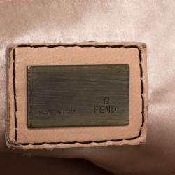 Pre Owned Fendi Black/Beige Lace and Leather Beads Embellished B Shoulder Bag