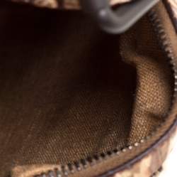 Pre Owned Fendi Cream/Brown Suede, Fur and Lizard Oyster Hobo