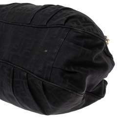 Pre Owned Fendi Black Canvas and Patent Leather Large Mia Shoulder Bag
