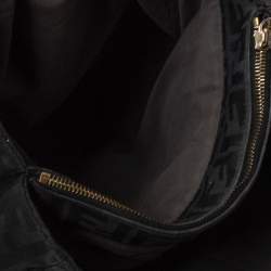 Pre Owned Fendi Black Canvas and Patent Leather Large Mia Shoulder Bag