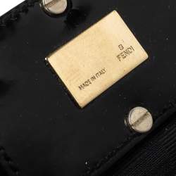 Pre Owned Fendi Black Canvas and Patent Leather Large Mia Shoulder Bag