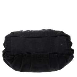 Pre Owned Fendi Black Canvas and Patent Leather Large Mia Shoulder Bag