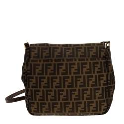 Pre Owned Fendi Tobacco Zucca Canvas and Leather Crossbody Bag
