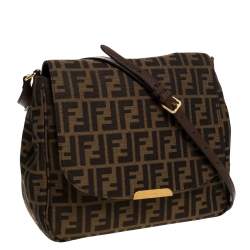 Pre Owned Fendi Tobacco Zucca Canvas and Leather Crossbody Bag