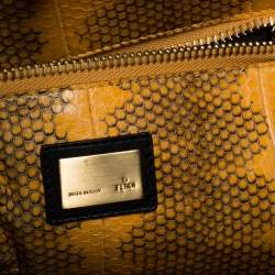 Pre Owned Fendi Black Leather with Suede and Python Lining Large Peekaboo Top Handle Bag