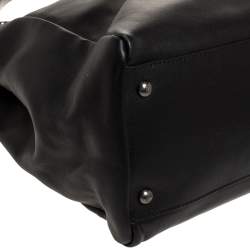 Pre Owned Fendi Black Leather with Suede and Python Lining Large Peekaboo Top Handle Bag