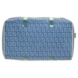 Pre Owned Fendi Multicolor Zucchino Coated Canvas and Patent Leather Forever Bauletto Boston Bag