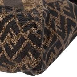 Fendi Tobacco Zucca Canvas and Leather Maxi Baguette Flap Shoulder Bag