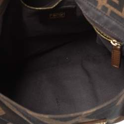 Fendi Tobacco Zucca Canvas and Leather Maxi Baguette Flap Shoulder Bag