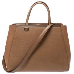 Pre Owned Fendi Caramel Brown Leather Medium 2Jours Tote