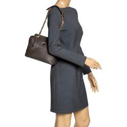 Pre Owned Fendi Olive Green Quilted Leather Dotcom Click Shoulder Bag