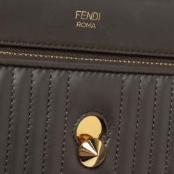 Pre Owned Fendi Olive Green Quilted Leather Dotcom Click Shoulder Bag