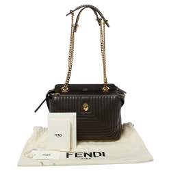 Pre Owned Fendi Olive Green Quilted Leather Dotcom Click Shoulder Bag