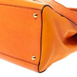 Pre Owned Fendi Orange Leather Medium 2Jours Tote